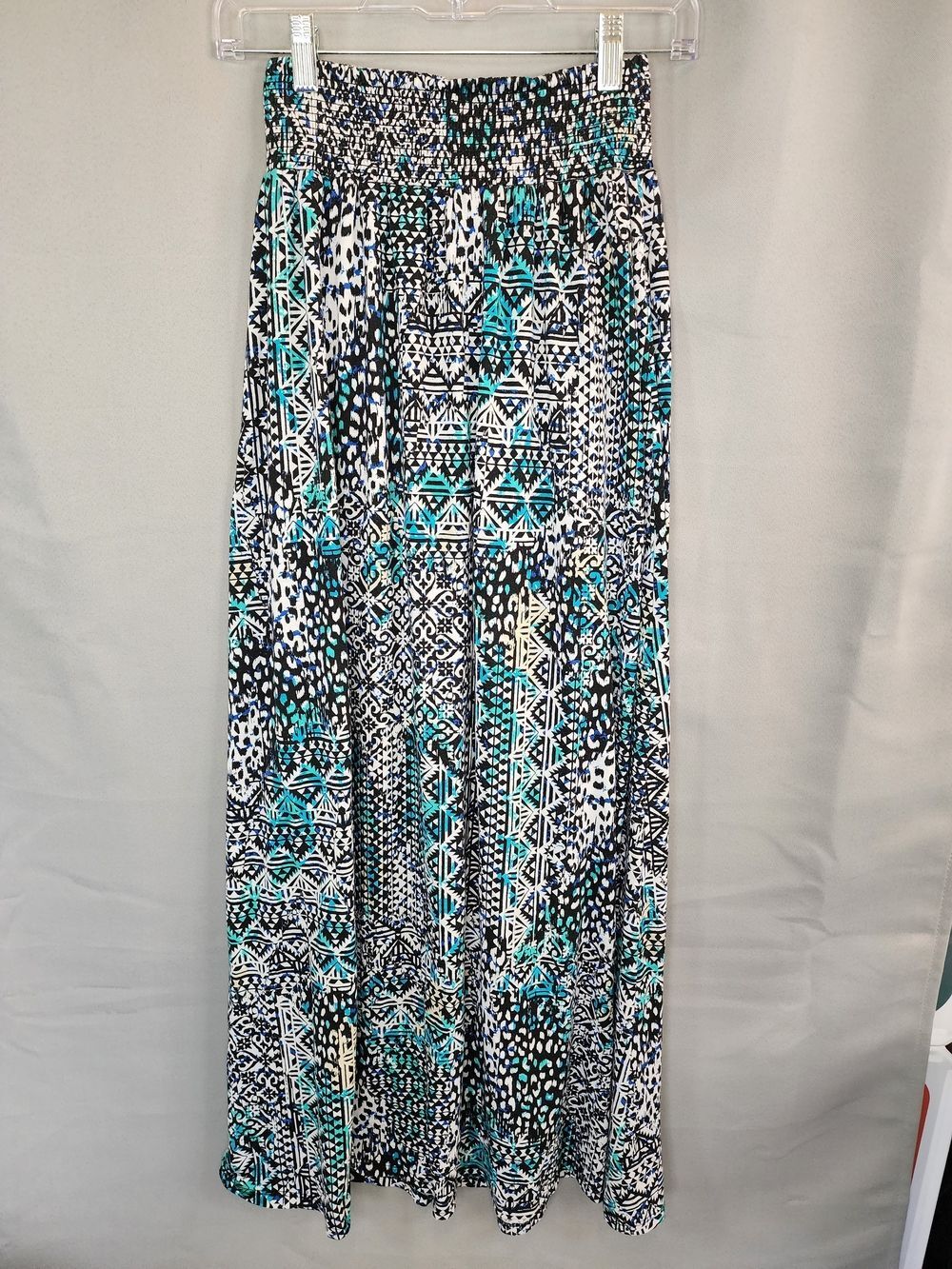 Joe B Teal, Black & White Printed Maxi Skirt